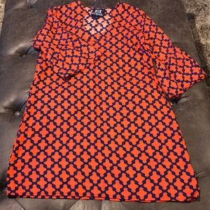 Orange and blue dress